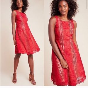 Anthropologie red lace dress